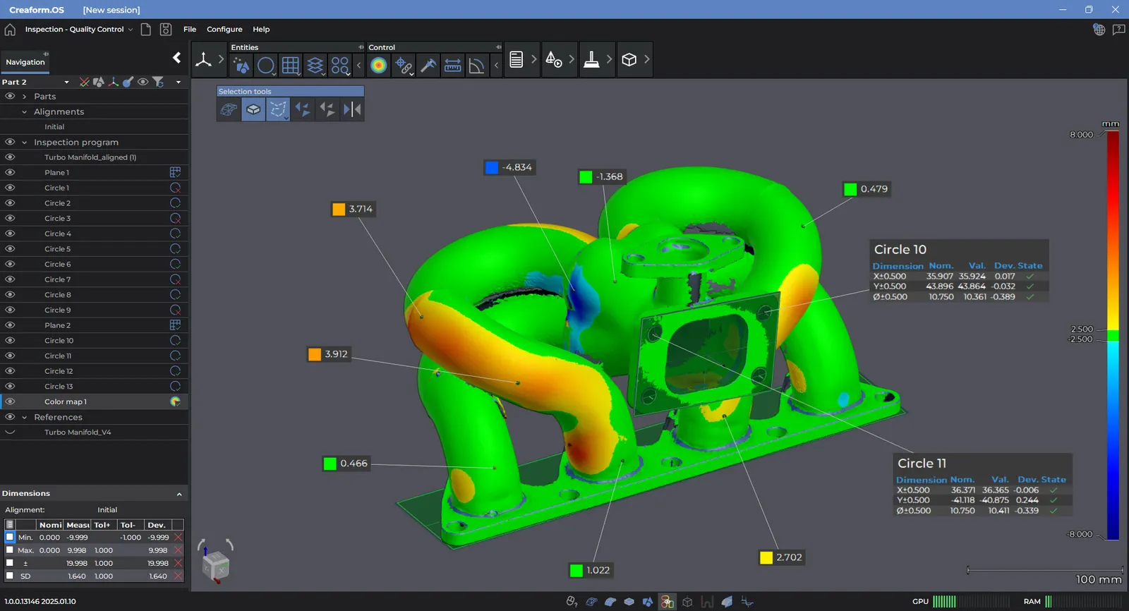 Creaform.OS Metrology Suite, módulo de inspección