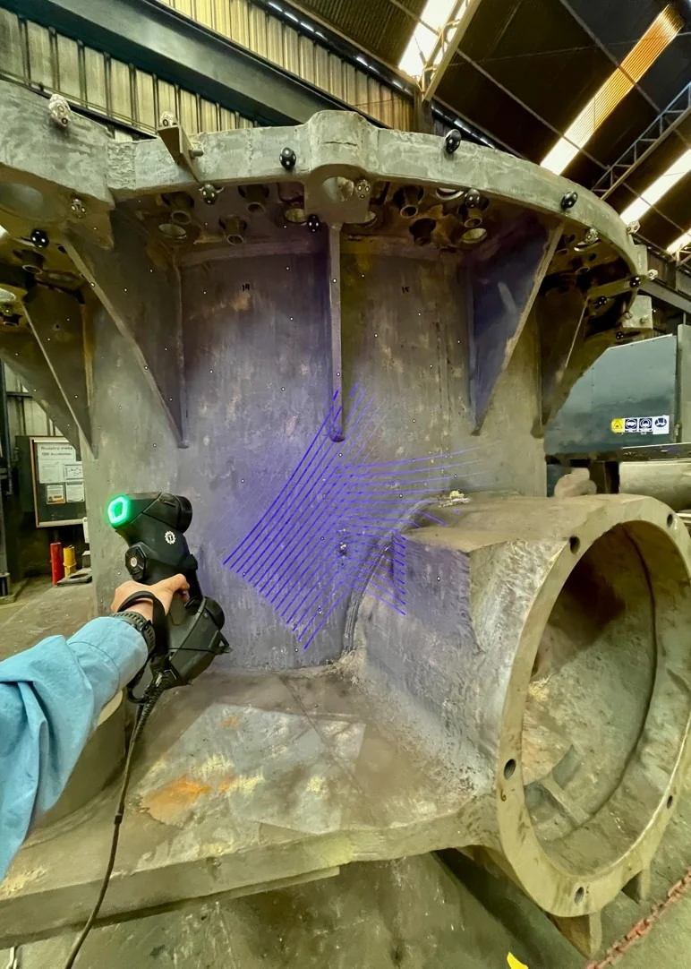 Ingeniería inversa de pieza de chancador mediante escaneo 3D